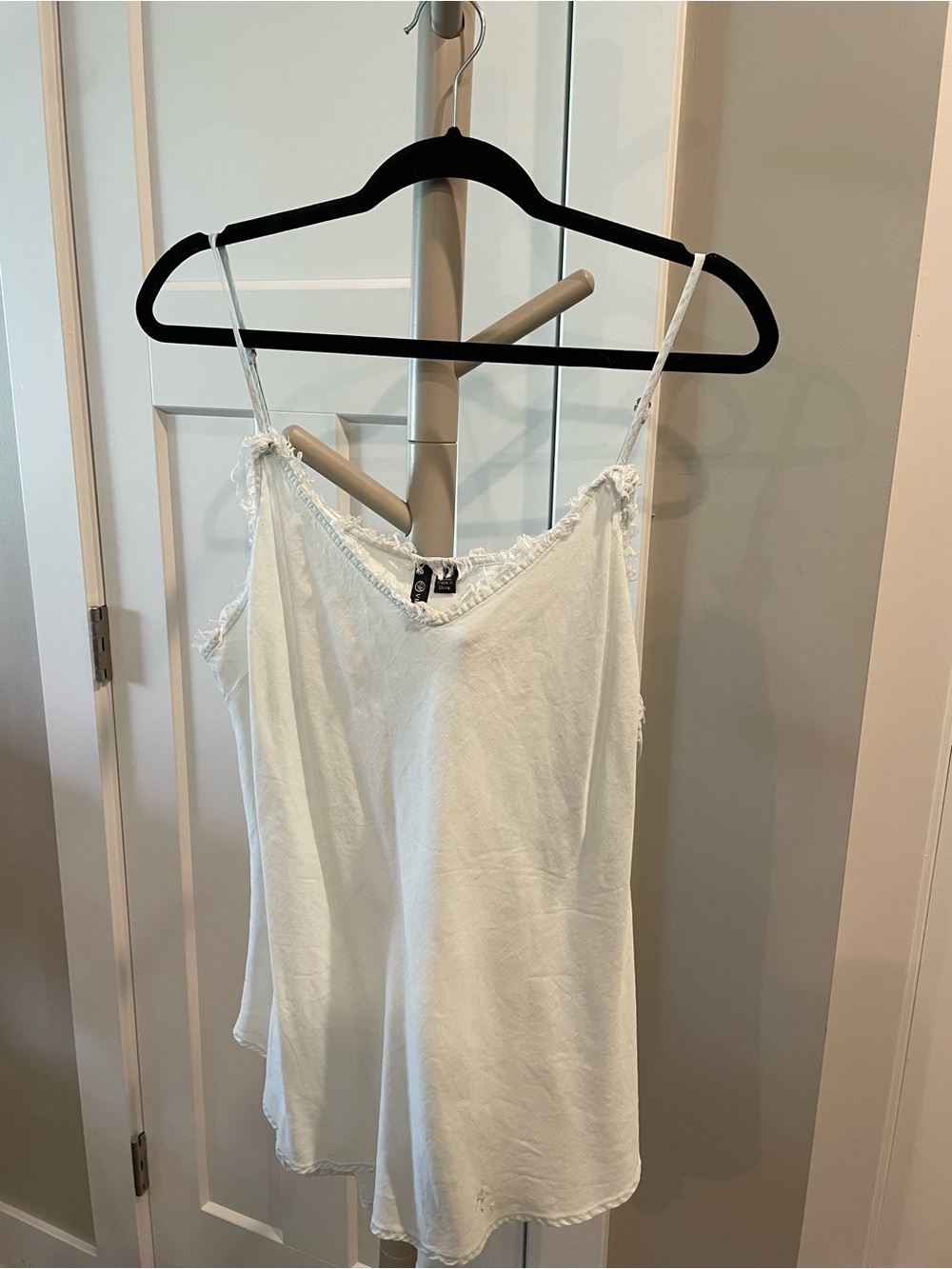 Versona Light Blue Frayed-Trim Camisole